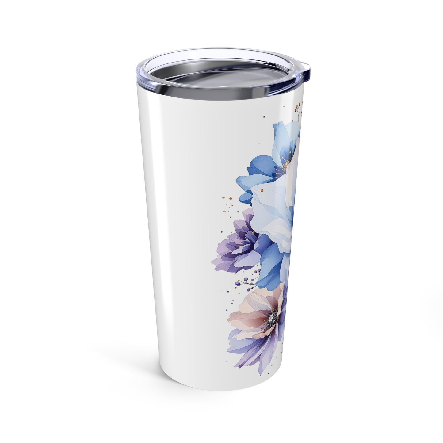 20oz Floral Tumbler — Blue Watercolor Magnolia Travel Cup