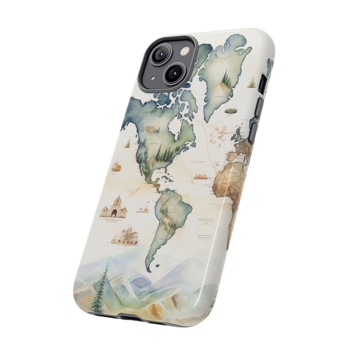 Hard Phone Case — Watercolor Fantasy Map Castle Design