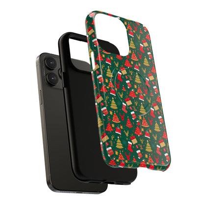 Christmas Tough Magnetic Phone Case | Festive Holiday Accessory | Cute Santa & Tree Design, Gift for Him/Her, Seasonal Tech