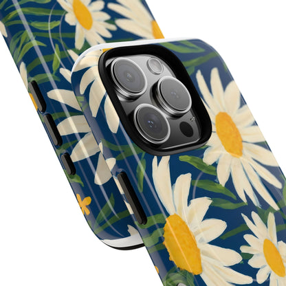 Daisy Floral IPhone Case-Tough Magnetic Cover ,Glossy Finish ,Retro Botanical Flower  Design.