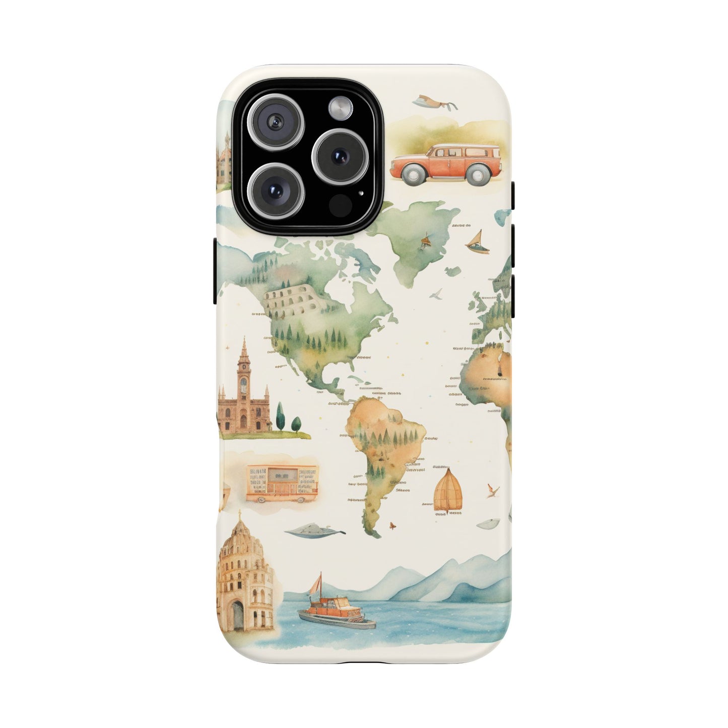 Hard Phone Case — Watercolor Fantasy Map Castle Design