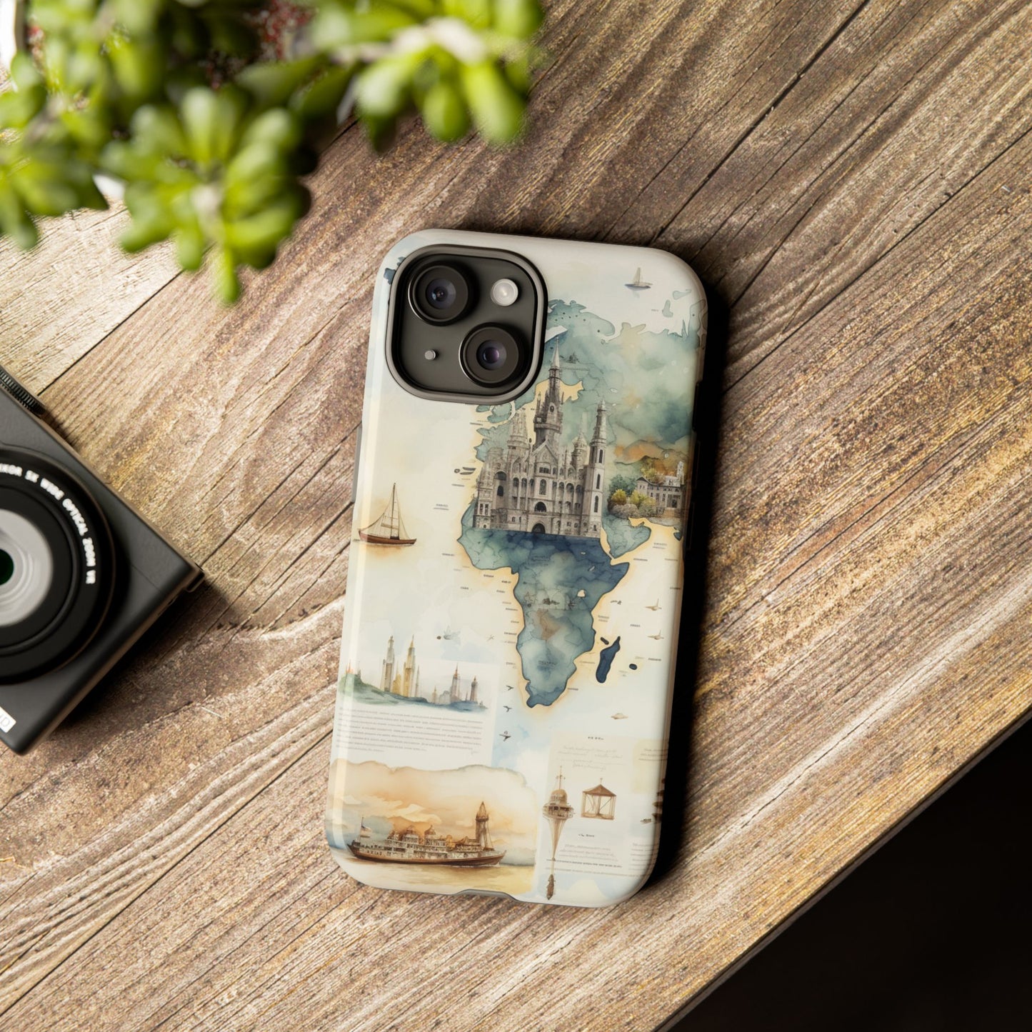 Hard Phone Case — Watercolor Fantasy Map Castle Design