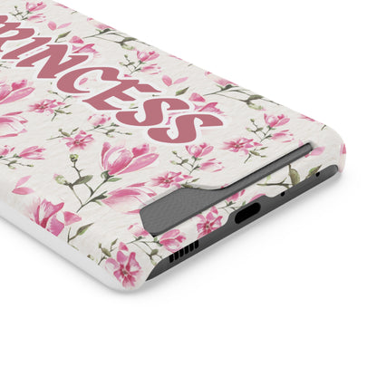Chic Floral Phone Case with Card Holder for Princesses, Cute Floral Design, Gift for Her
