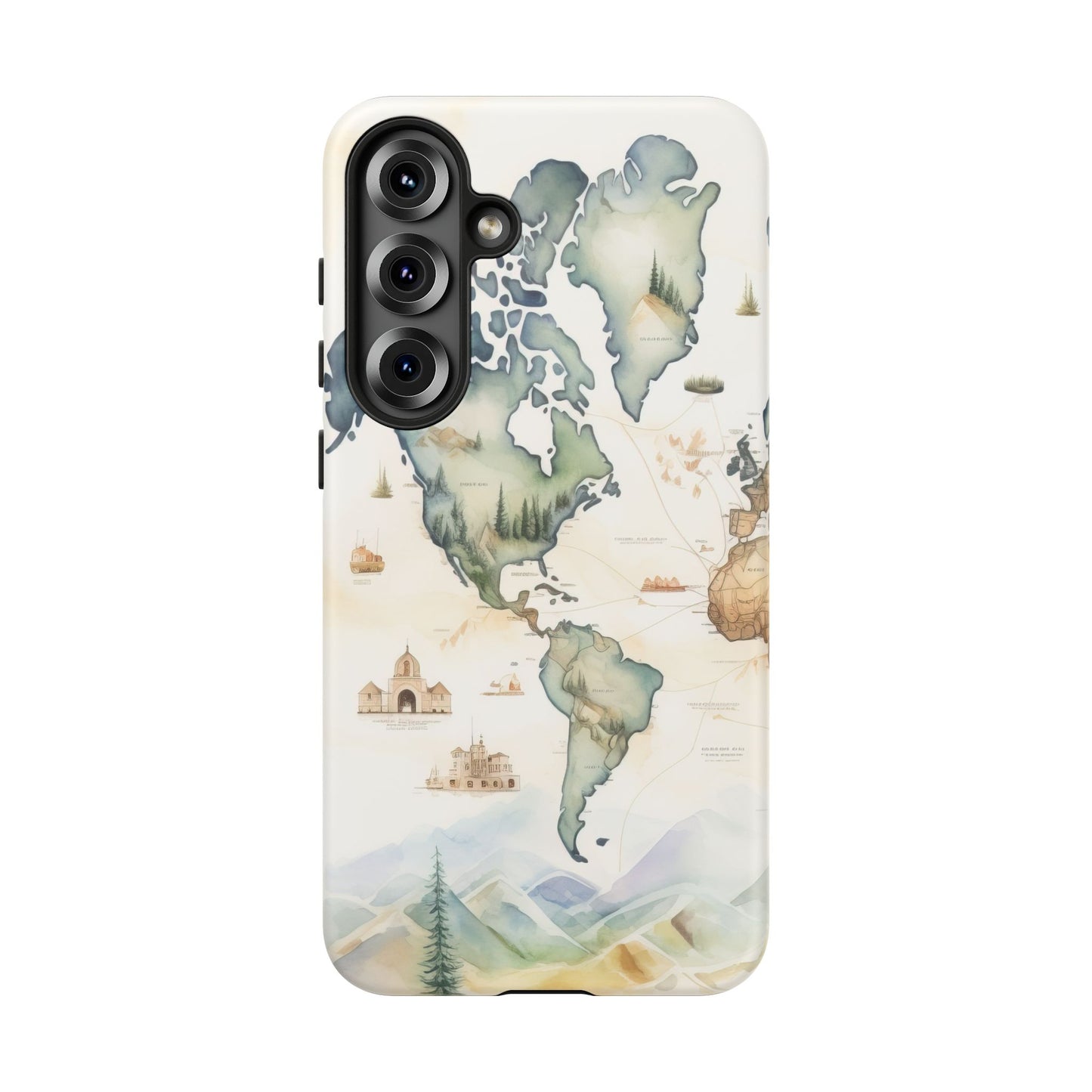 Hard Phone Case — Watercolor Fantasy Map Castle Design