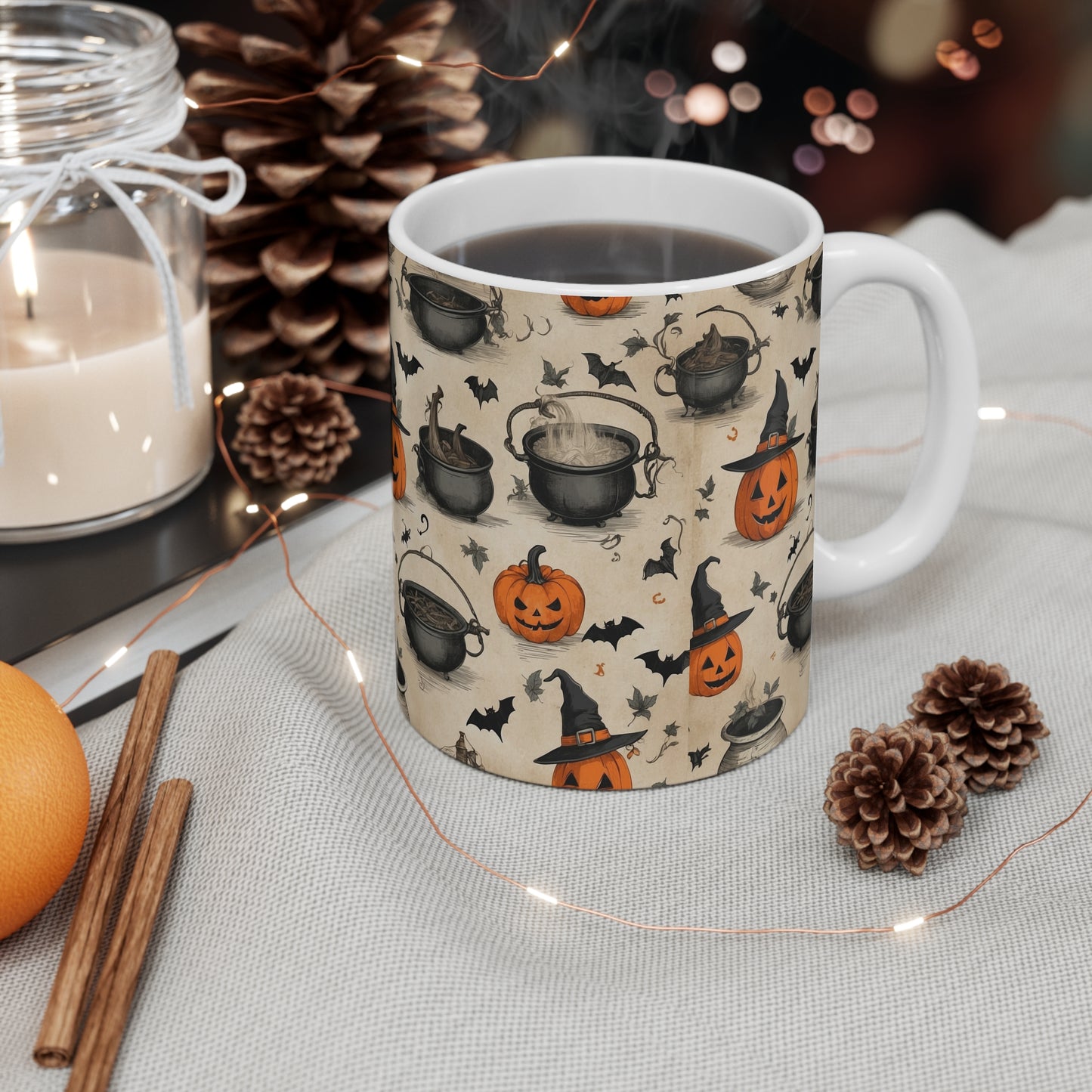 Halloween Themed Mug, Spooky Coffee Cup for Fall, Pumpkin Decor, Witchy Kitchenware, Perfect Gift for Halloween Lovers