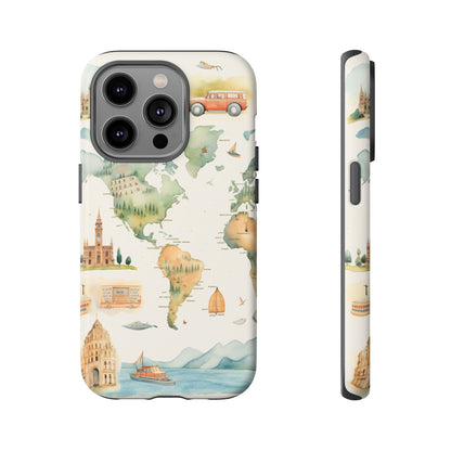Hard Phone Case — Watercolor Fantasy Map Castle Design