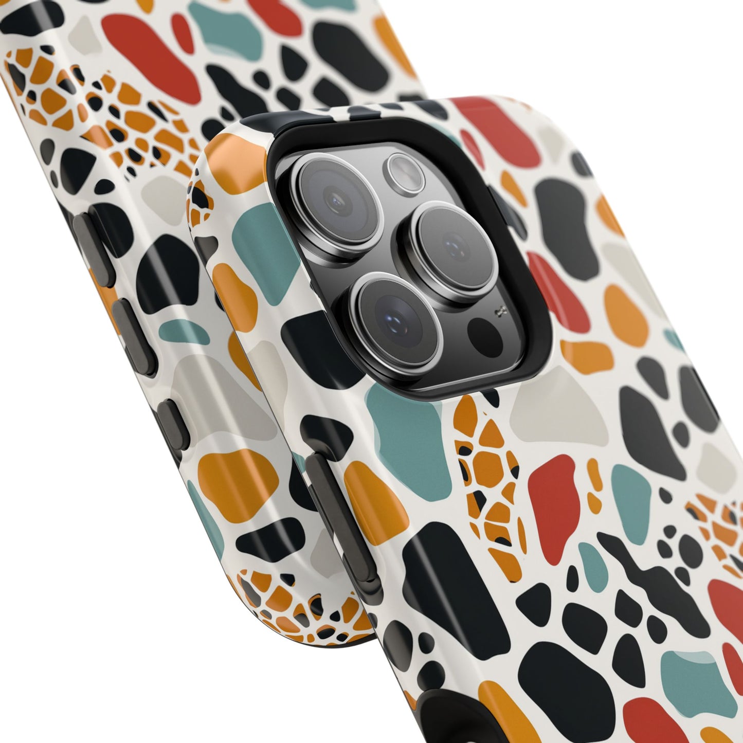 Terrazzo Pattern Magnetic Impact Phone Case — Colorful Retro Pebble Design