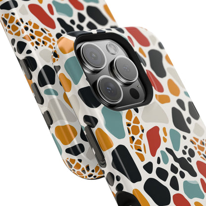 Terrazzo Pattern Magnetic Impact Phone Case — Colorful Retro Pebble Design
