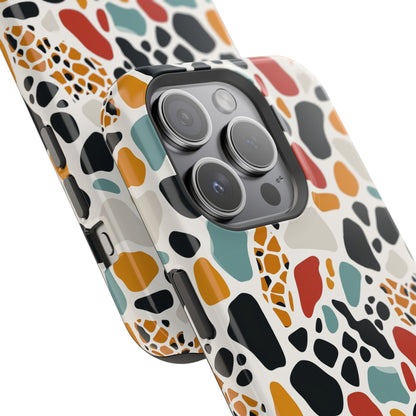 Terrazzo Pattern Magnetic Impact Phone Case — Colorful Retro Pebble Design