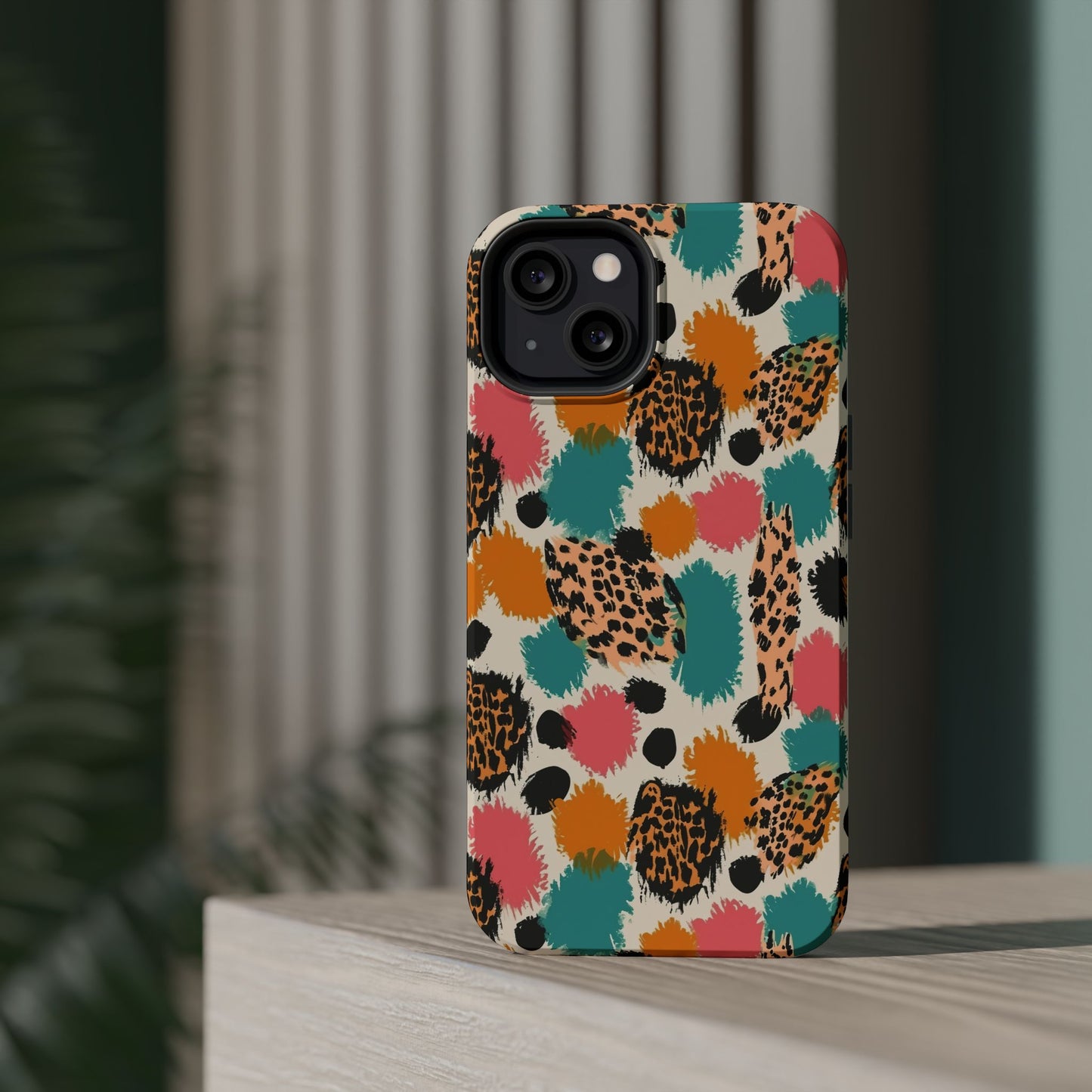 Leopard Splash Magnetic Impact Phone Case — Colorful Abstract Animal Print