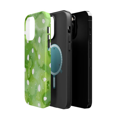 Green Watercolor Polka Dot Magnetic Impact Phone Case