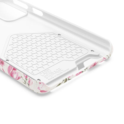 Chic Floral Phone Case with Card Holder for Princesses, Cute Floral Design, Gift for Her