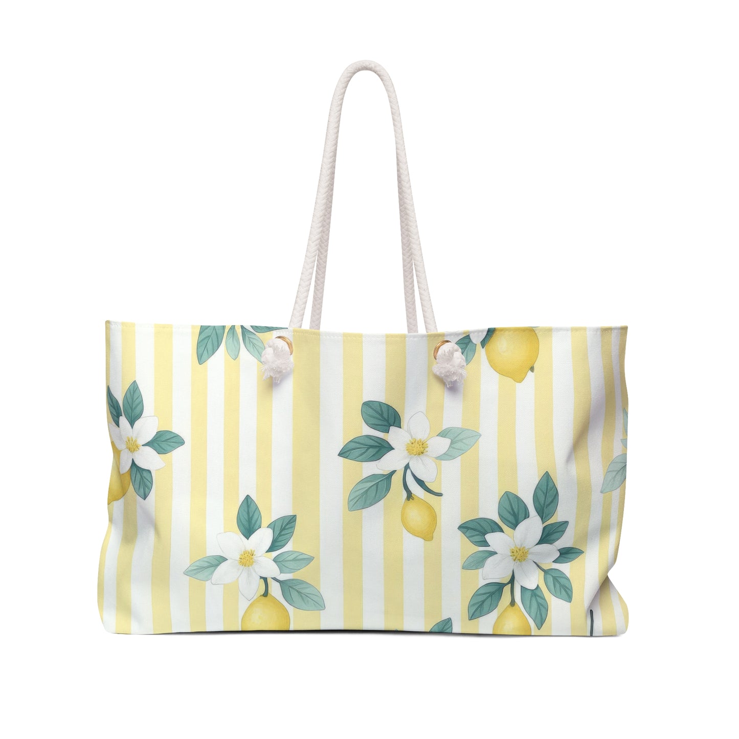 Lemon Floral Weekender Bag, Travel Tote, Beach Bag, Vacation Bag, Gift for Her, Summer Accessories