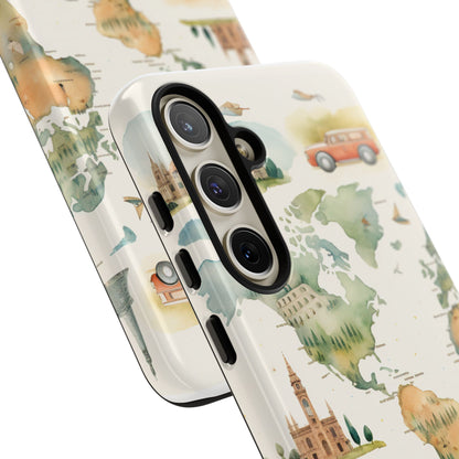 Hard Phone Case — Watercolor Fantasy Map Castle Design