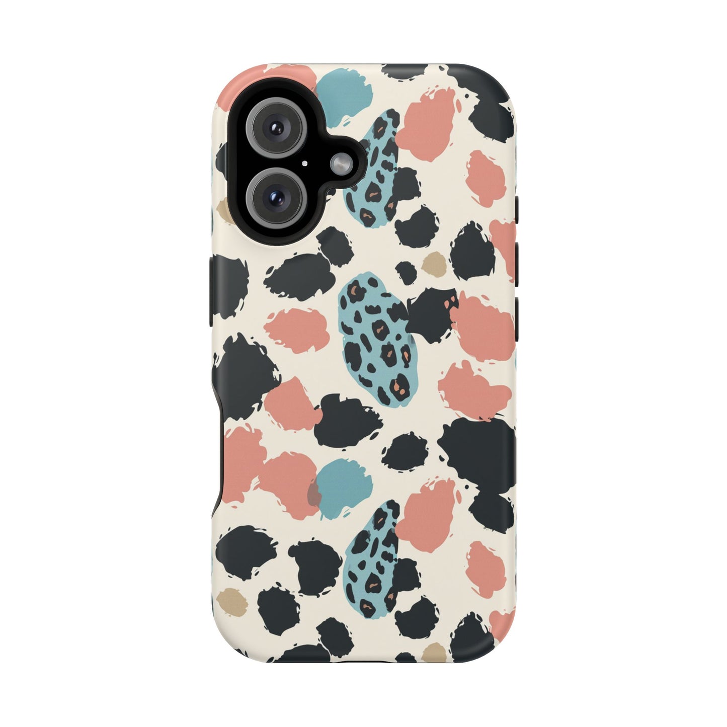 Leopard Splash Magnetic Impact Phone Case — Teal & Coral Animal Print