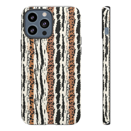 Animal Stripe Phone Case — Leopard & Zebra Pattern Tough Protective Cover,Africa Pattern .