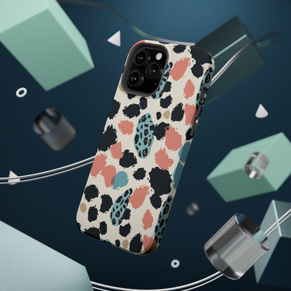 Leopard Splash Magnetic Impact Phone Case — Teal & Coral Animal Print