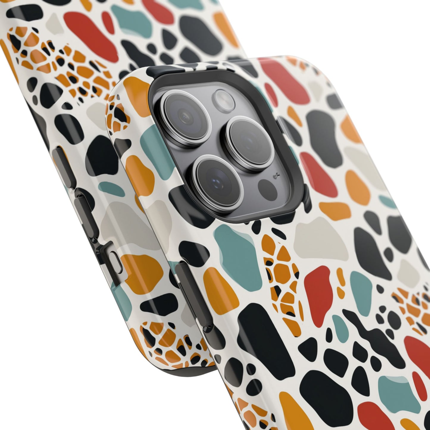 Terrazzo Pattern Magnetic Impact Phone Case — Colorful Retro Pebble Design