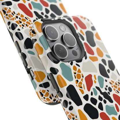 Terrazzo Pattern Magnetic Impact Phone Case — Colorful Retro Pebble Design