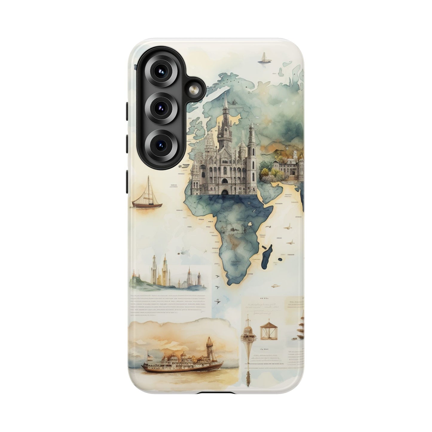 Hard Phone Case — Watercolor Fantasy Map Castle Design