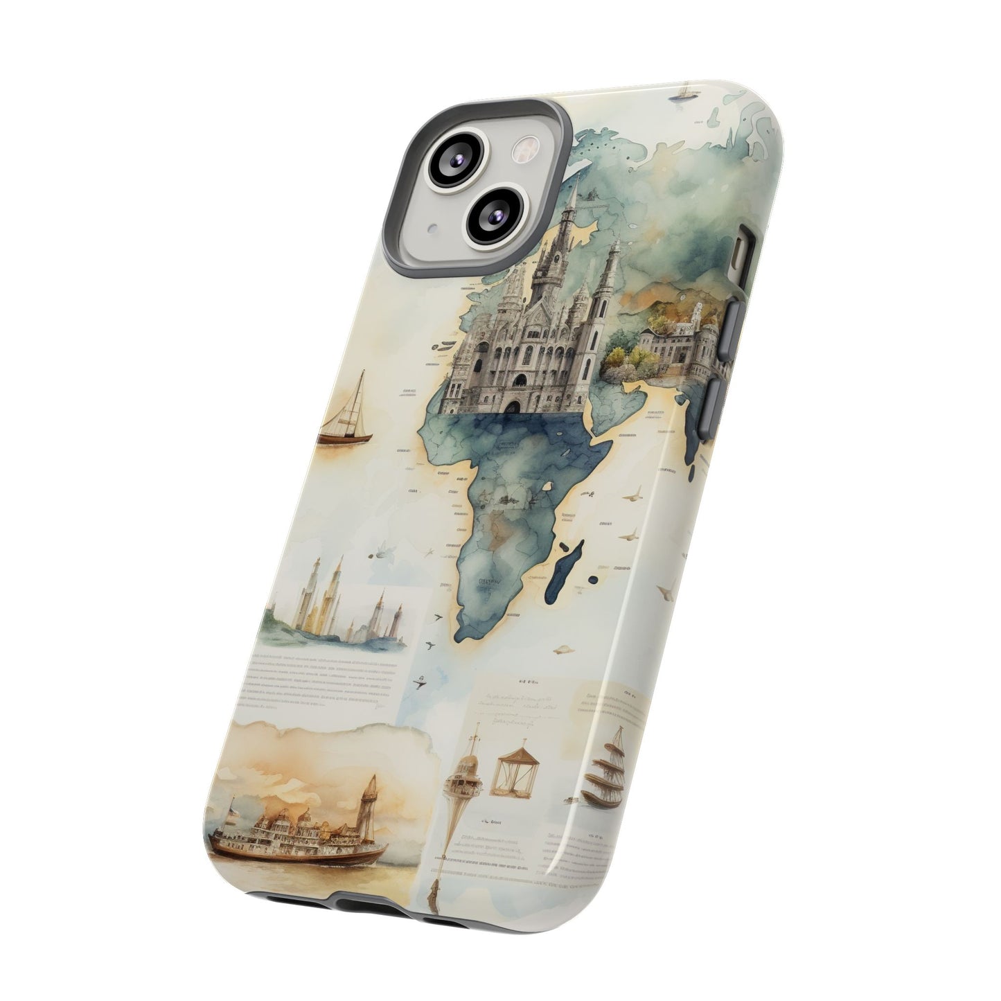 Hard Phone Case — Watercolor Fantasy Map Castle Design