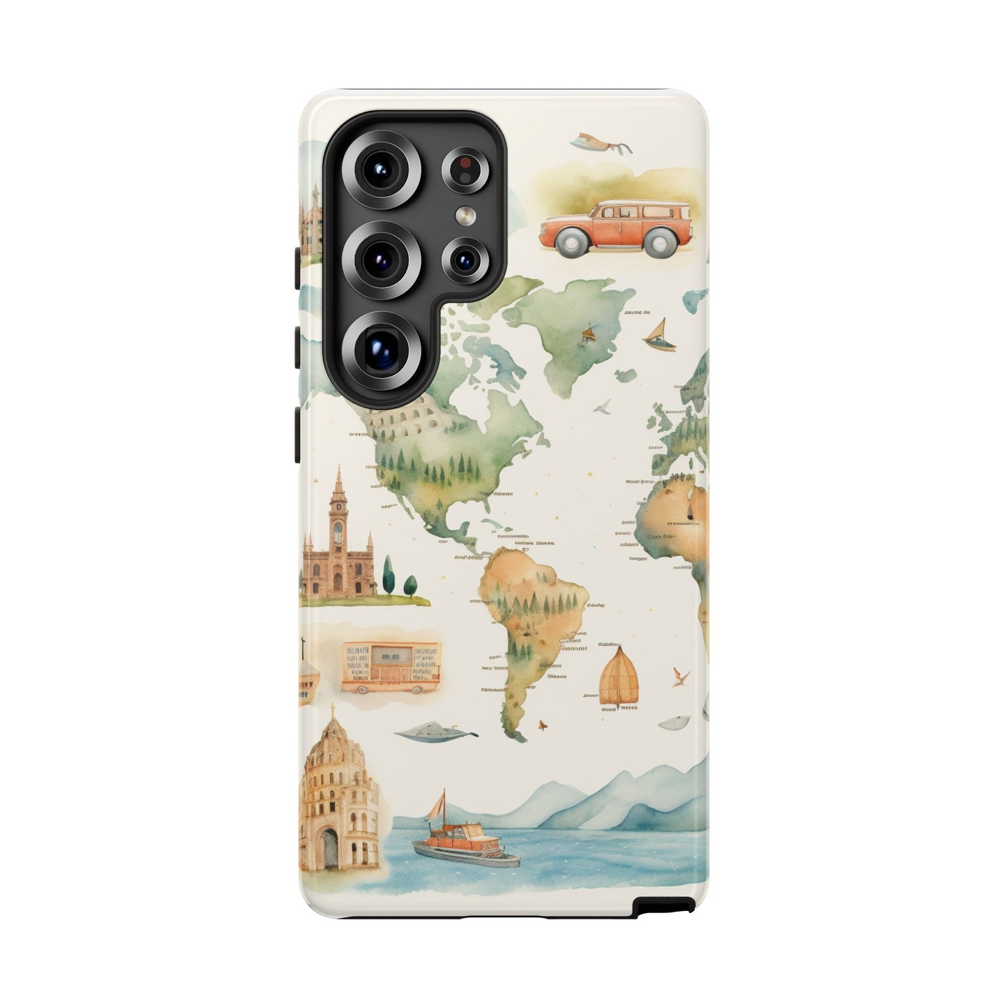 Hard Phone Case — Watercolor Fantasy Map Castle Design