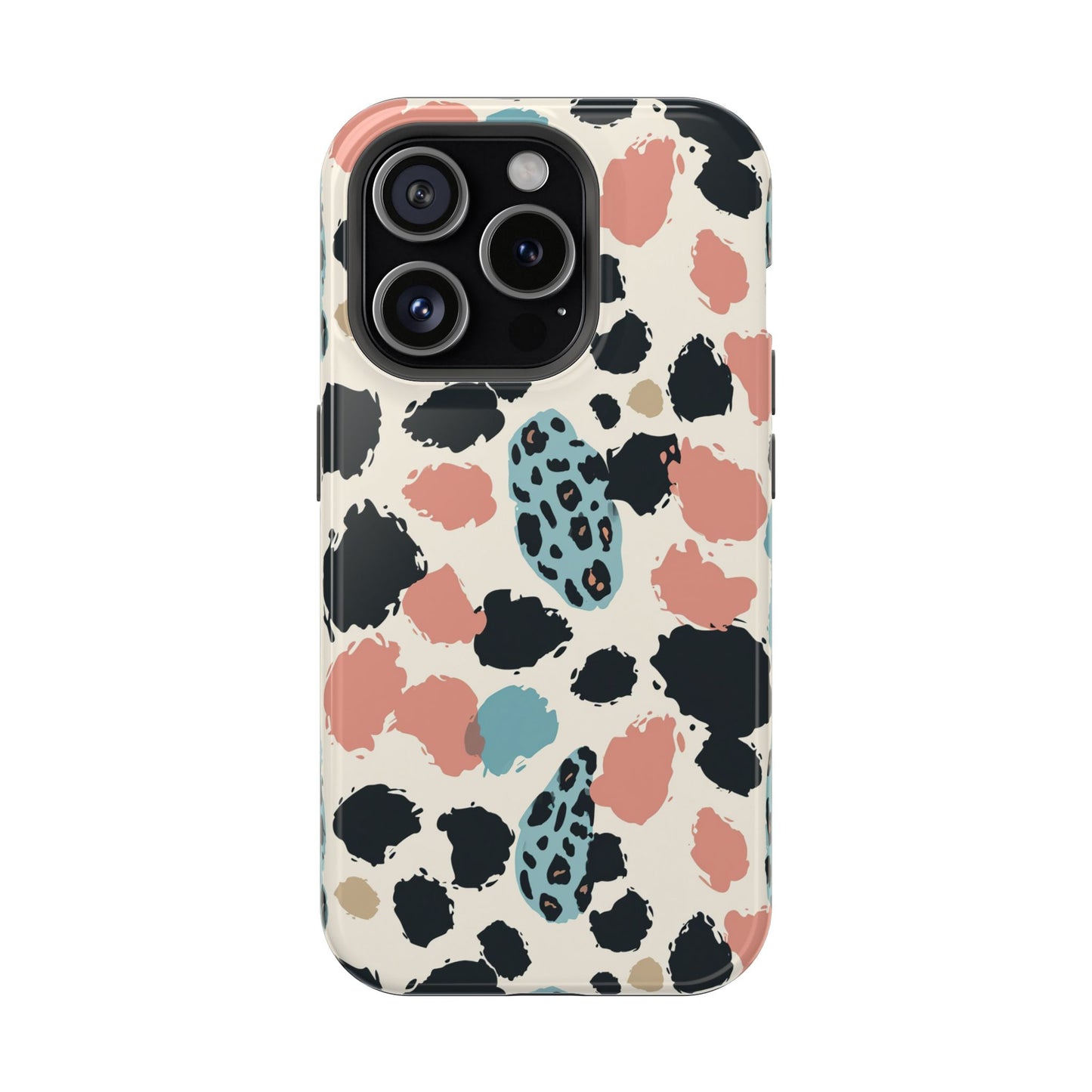 Leopard Splash Magnetic Impact Phone Case — Teal & Coral Animal Print