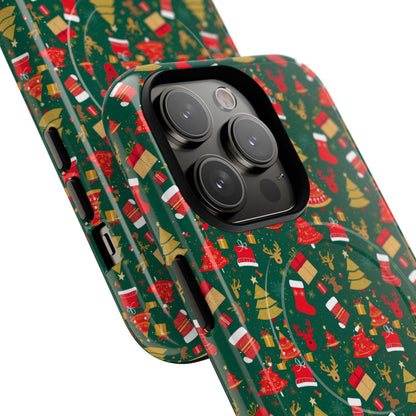 Christmas Tough Magnetic Phone Case | Festive Holiday Accessory | Cute Santa & Tree Design, Gift for Him/Her, Seasonal Tech