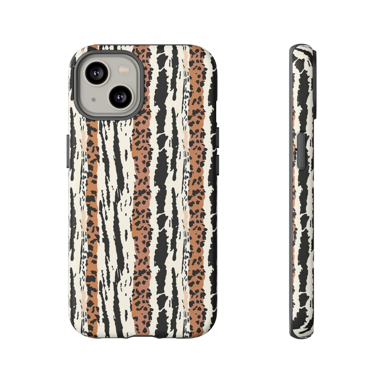 Animal Stripe Phone Case — Leopard & Zebra Pattern Tough Protective Cover,Africa Pattern .