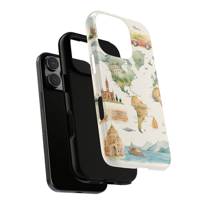 Hard Phone Case — Watercolor Fantasy Map Castle Design