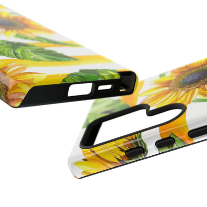 Sunflower Stripes Phone Case - Bright Floral Tough Case