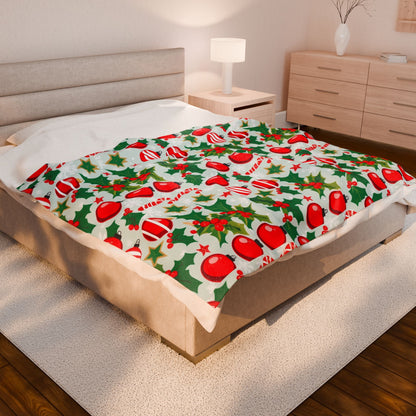 Cozy Christmas Velveteen Plush Blanket | Holiday Decor, Gift for Her, Winter Warmth, Seasonal Home Accent, Soft Throw