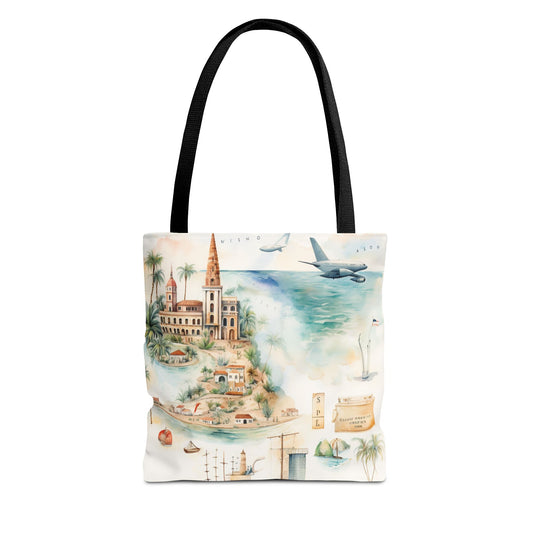 Vintage Watercolor World Map Tote Bag — Travel-Inspired AOP Tote