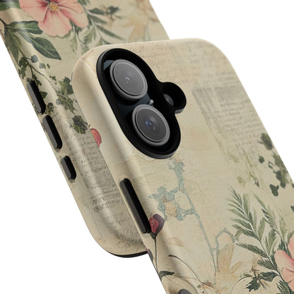 Floral Vintage Tough Case – Botanical Protective Phone Cover,Plants Lovers