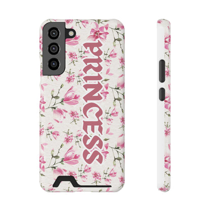 Chic Floral Phone Case with Card Holder for Princesses, Cute Floral Design, Gift for Her