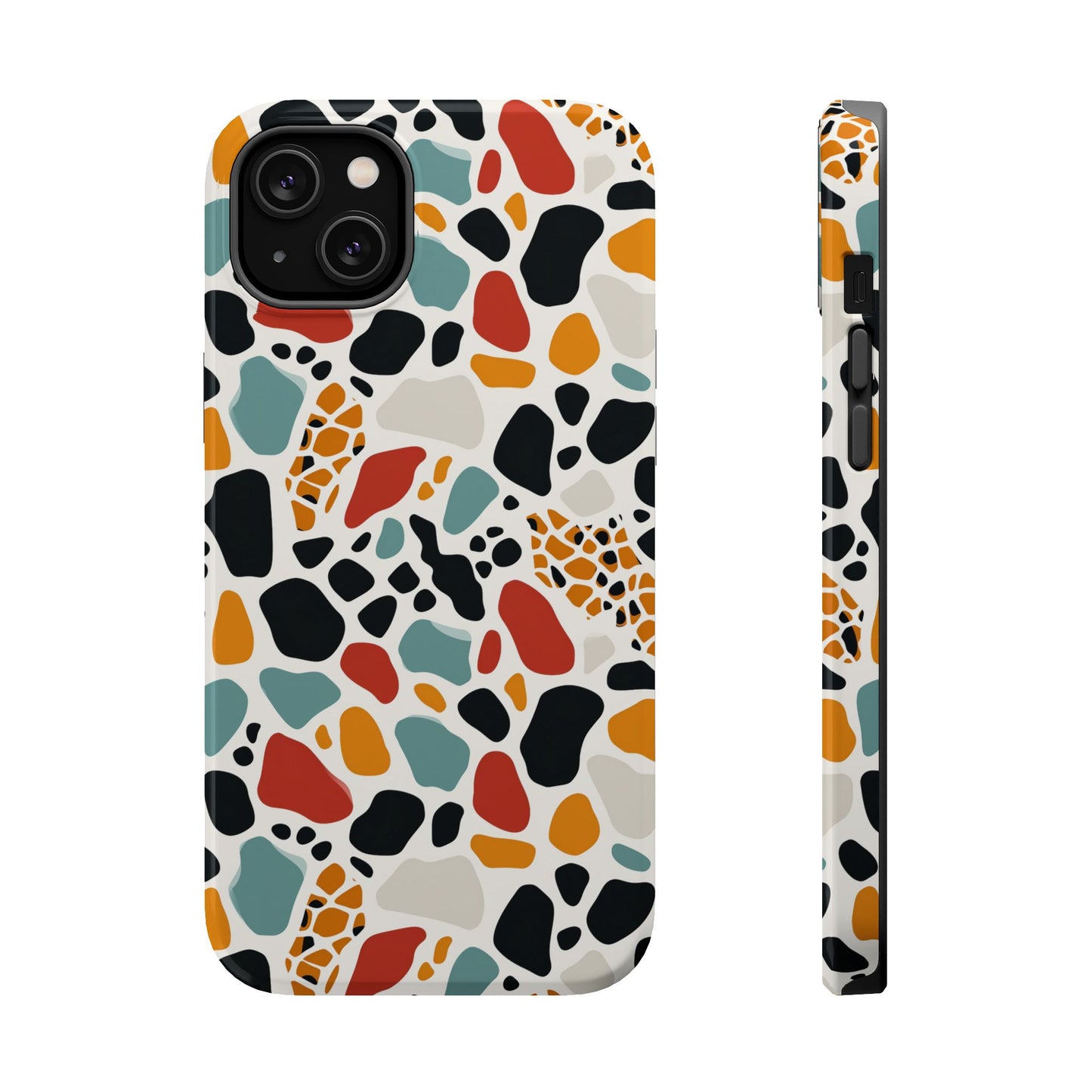 Terrazzo Pattern Magnetic Impact Phone Case — Colorful Retro Pebble Design