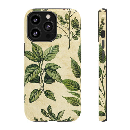 Botanical Leaves Tough Phone Case — Vintage Green Plant Print