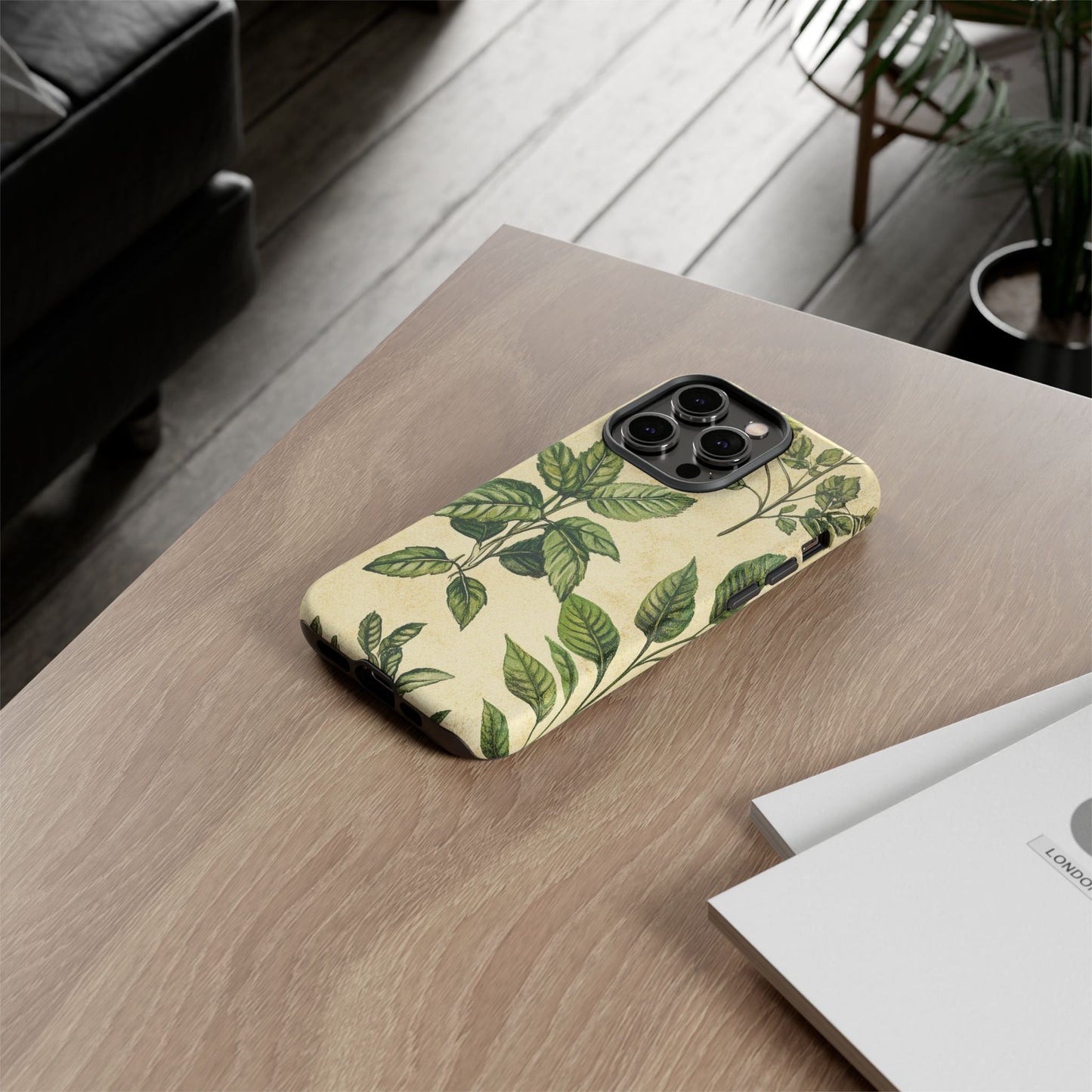 Botanical Leaves Tough Phone Case — Vintage Green Plant Print