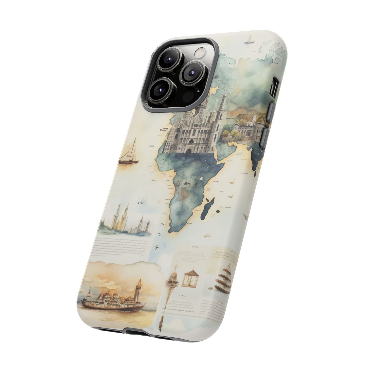 Hard Phone Case — Watercolor Fantasy Map Castle Design
