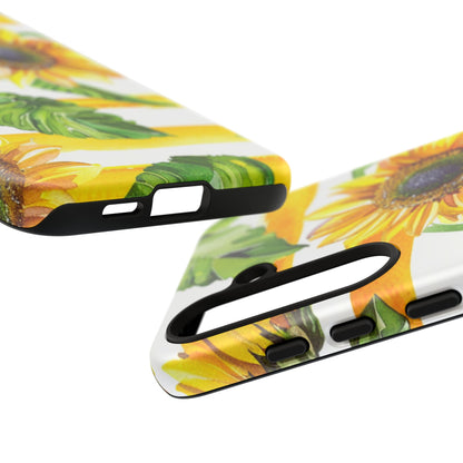 Sunflower Stripes Phone Case - Bright Floral Tough Case