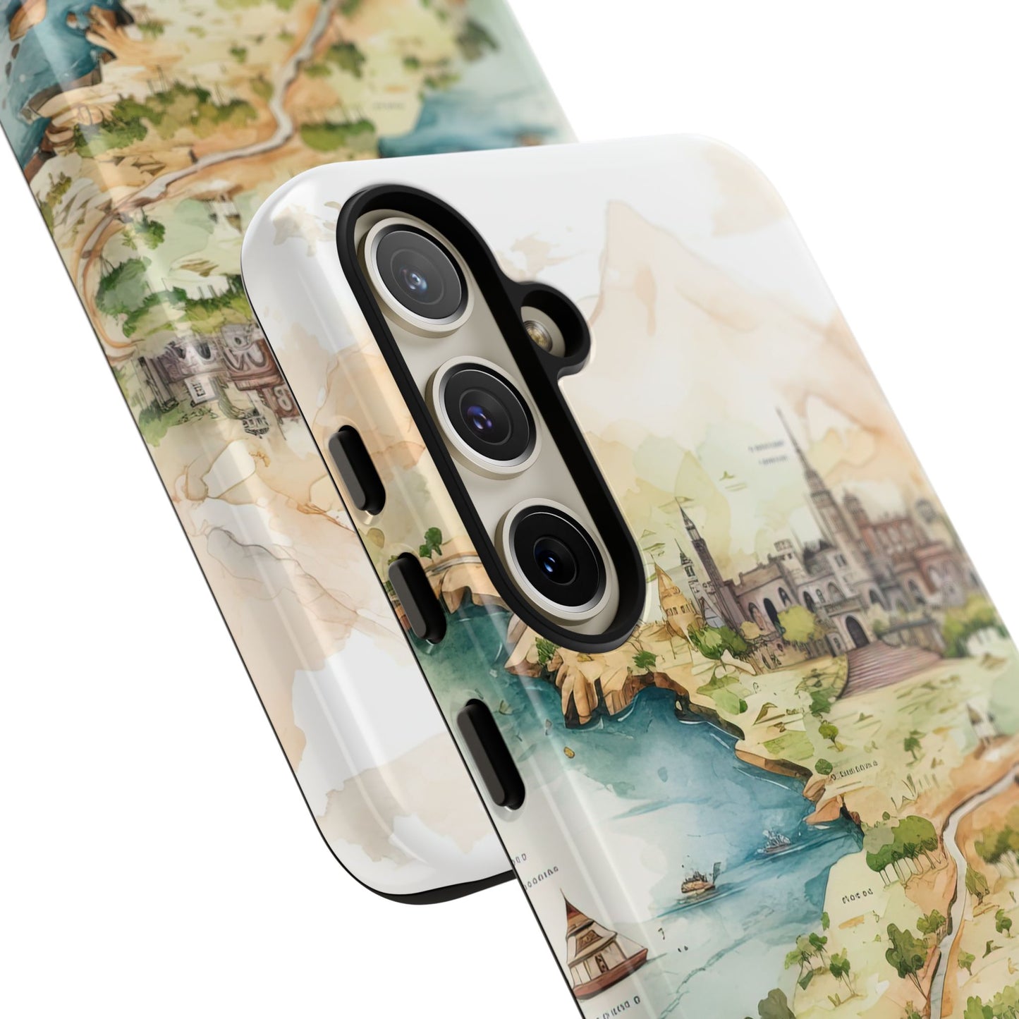 Hard Phone Case — Watercolor Fantasy Map Castle Design