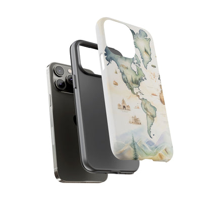 Hard Phone Case — Watercolor Fantasy Map Castle Design