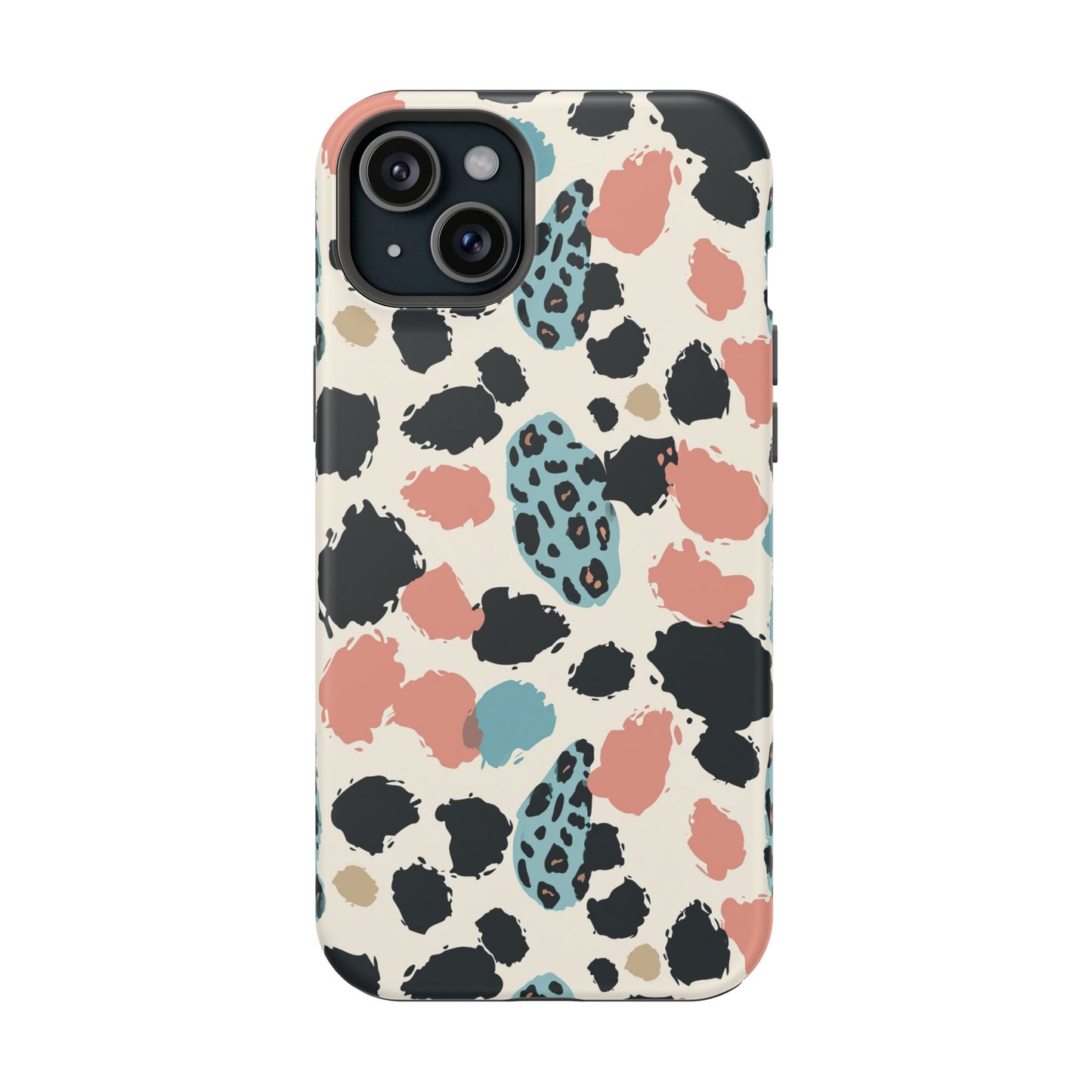 Leopard Splash Magnetic Impact Phone Case — Teal & Coral Animal Print