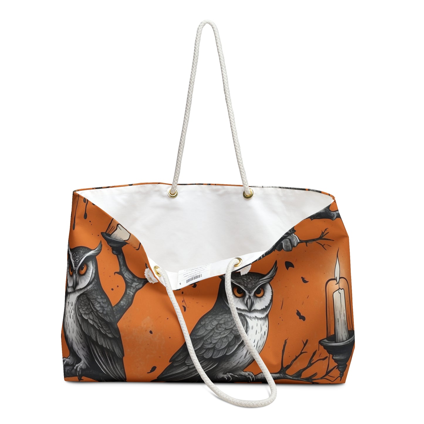 Spooky Owl Weekender Bag, Halloween Travel Tote, Fall Weekend Bag, Owl Print Luggage, Bohemian Tote for Autumn Adventures