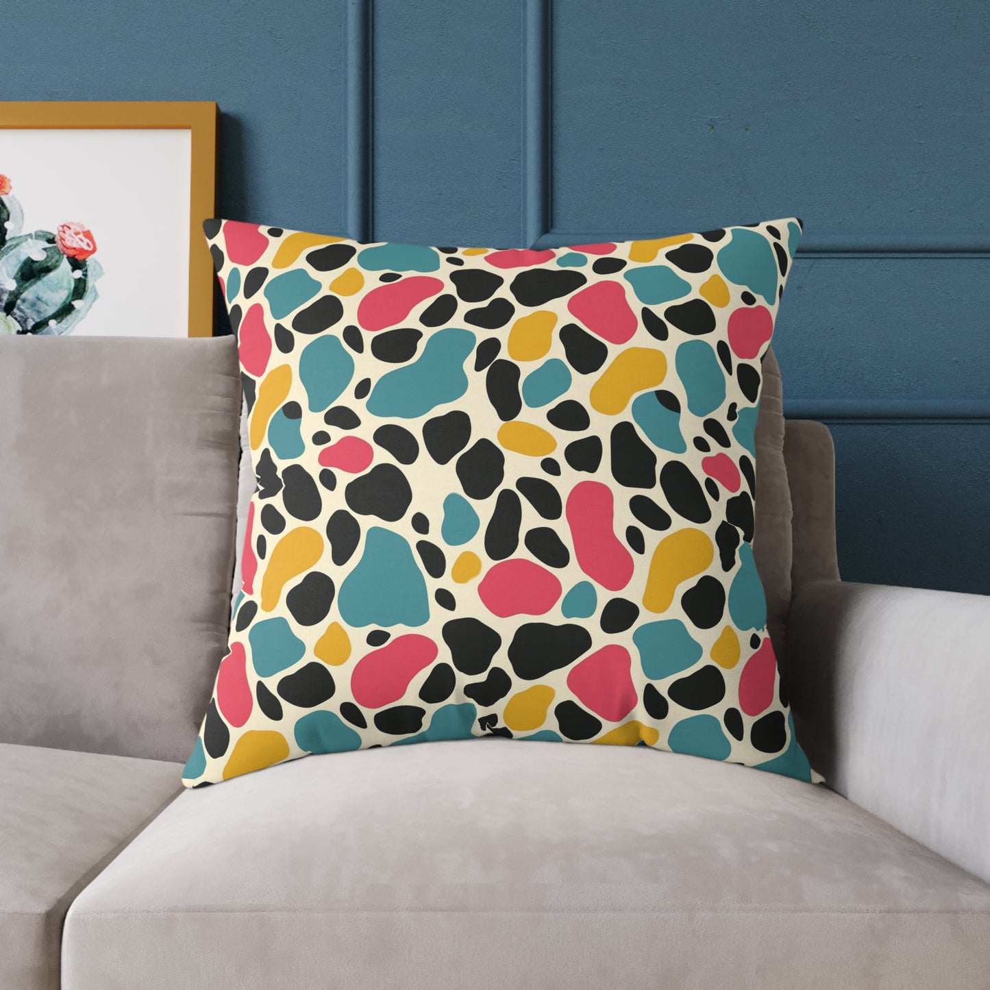 Square Poly Canvas Pillow,Color Pattern