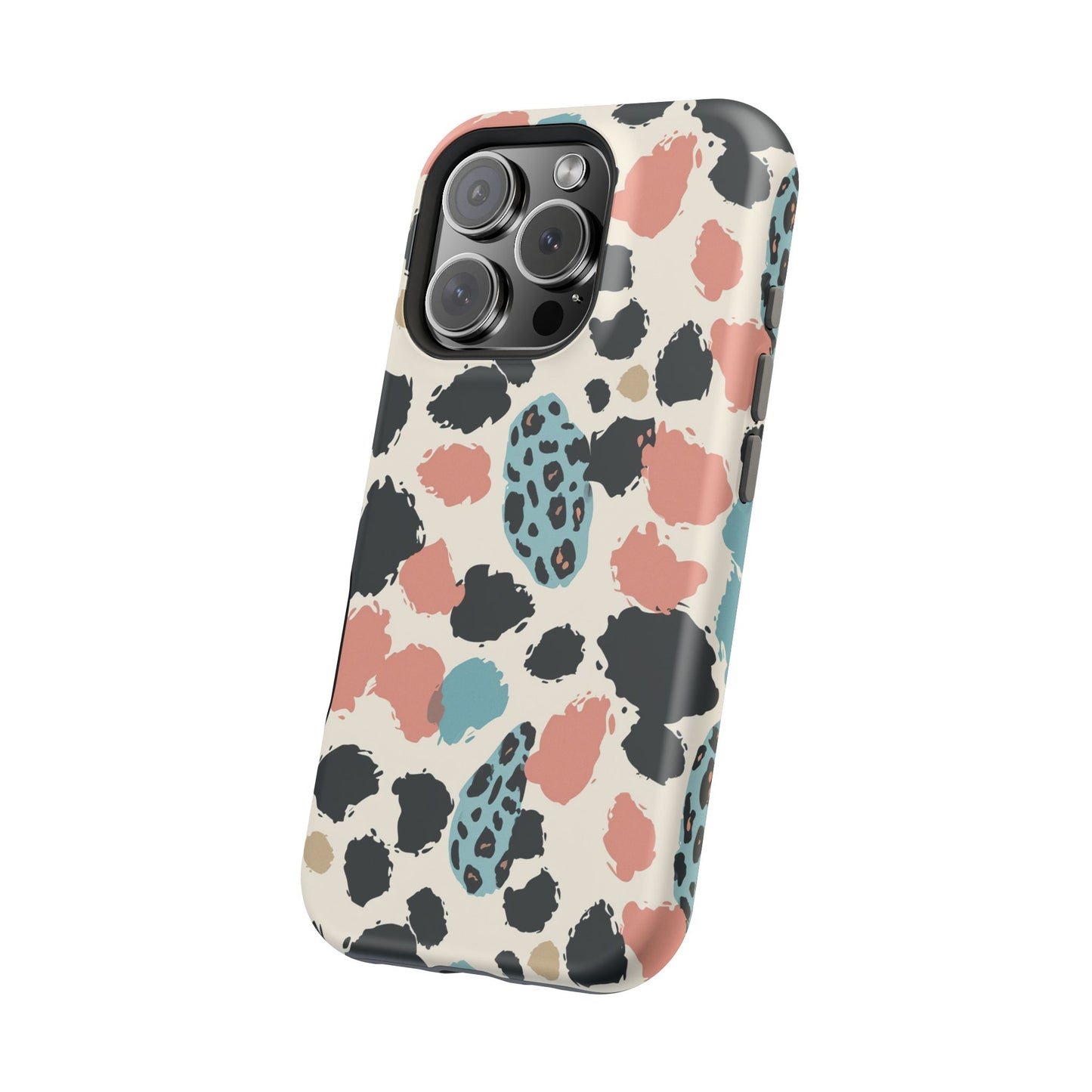Leopard Splash Magnetic Impact Phone Case — Teal & Coral Animal Print