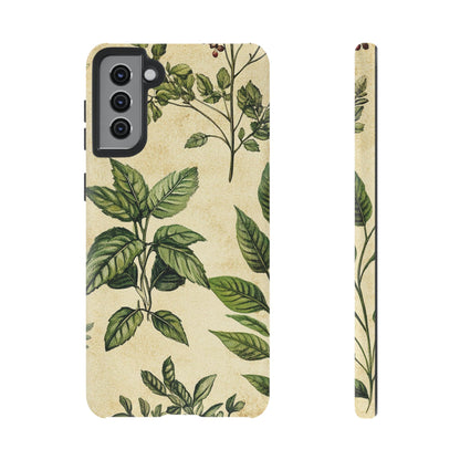 Botanical Leaves Tough Phone Case — Vintage Green Plant Print