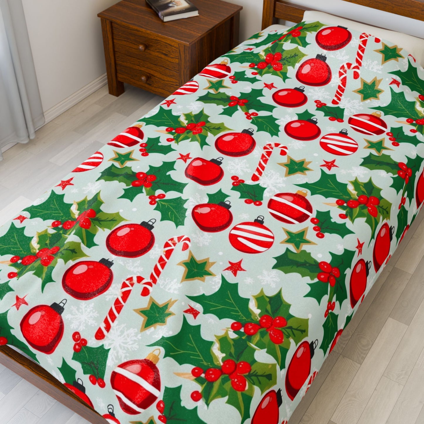 Cozy Christmas Velveteen Plush Blanket | Holiday Decor, Gift for Her, Winter Warmth, Seasonal Home Accent, Soft Throw
