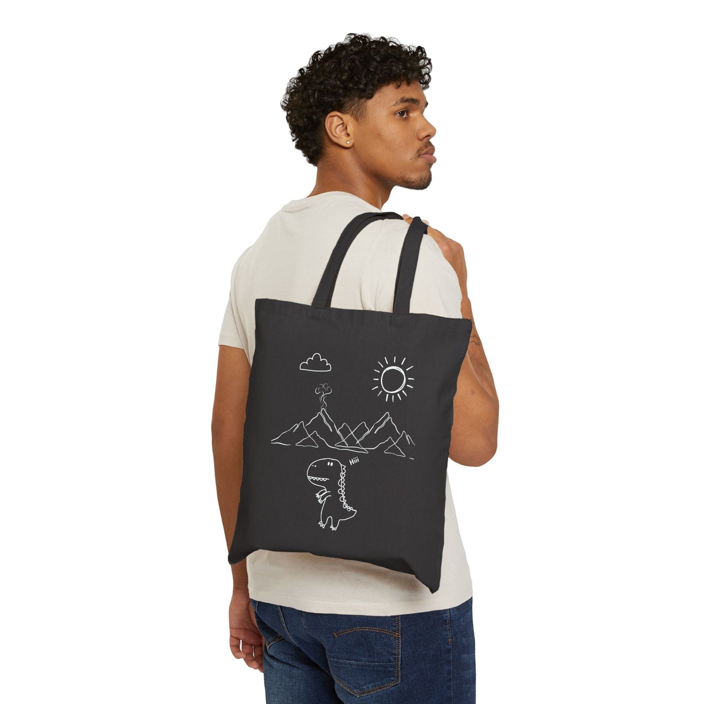 Dinosaur Adventure Cotton Canvas Tote Bag, Eco-Friendly Shopping Bag, Cute Gift for her ,cute gift for him, gif for kids , Dinosaur Lovers, Fun and Functional Tote