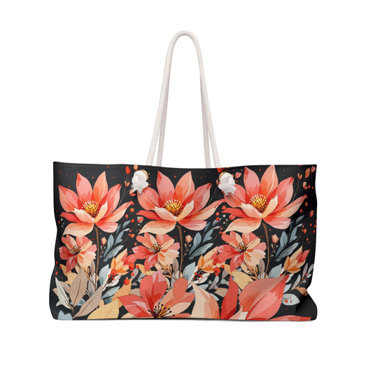 Floral Weekender Bag — Coral Blooms Travel Tote